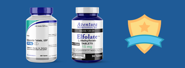 Two Pharmaceutical Labels on Small Plastic Bottles