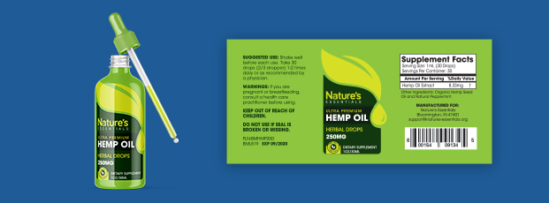 Essential Oil Label Close-up with Product