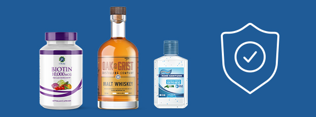 Three Bottle Labels with Check Mark