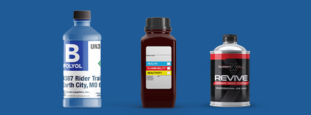 Assorted Chemical Bottles with Labels