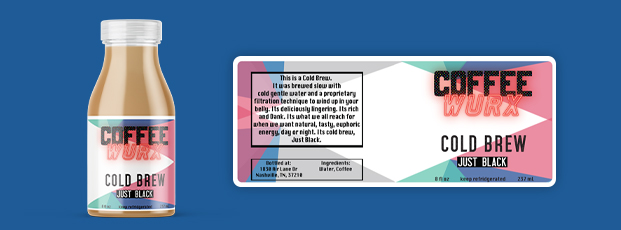 Waterproof Label on Bottle with Close-Up