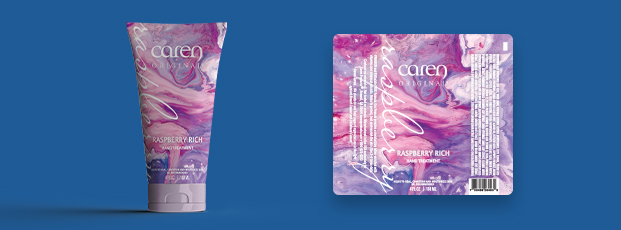 Purple Tube Label on and off product